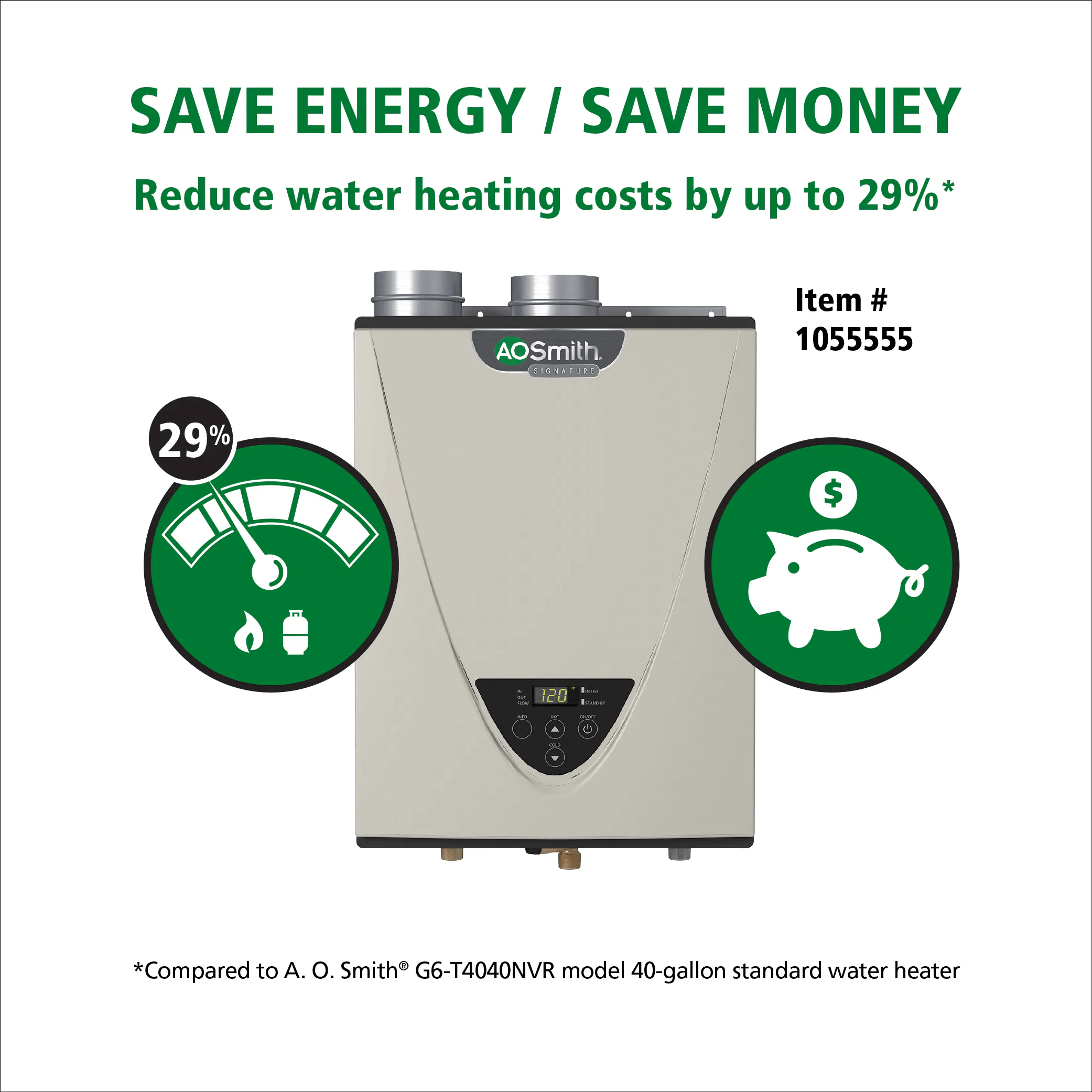 AO Smith Tankless Water Heater price savings graphic